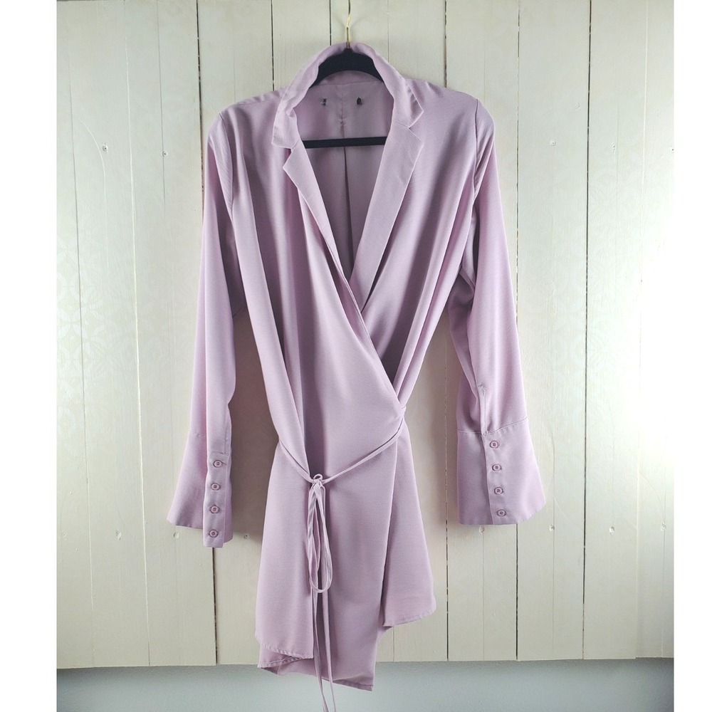 Torrid Wrap Around Business Top Long Sleeve Button Cuff Notched Lapel Blouse‎